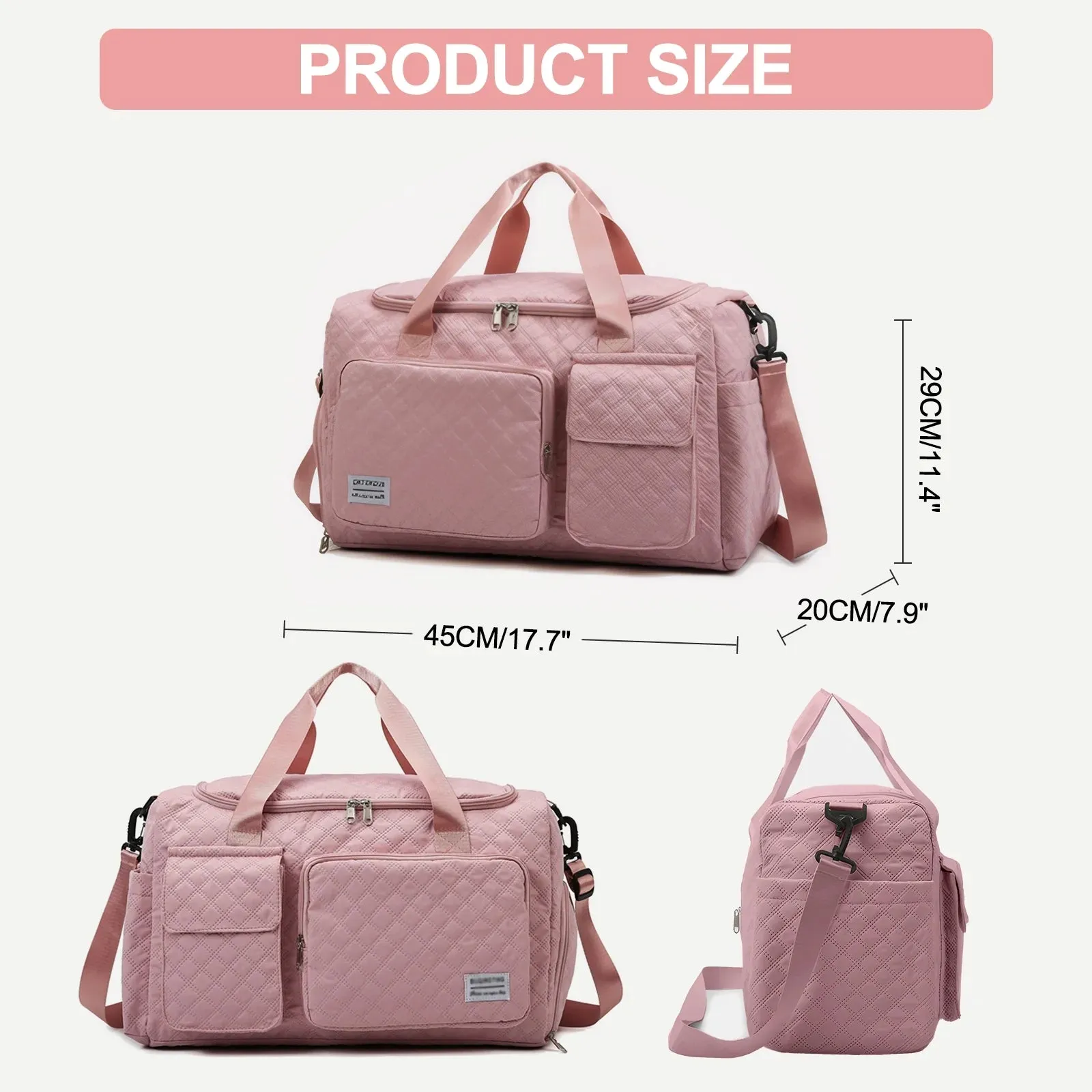Pocket/Adjustable Plane Wet Tote Weekender on Compartment, for Waterproof Carry Huge selection with Strap/Shoe Foldable Gym Bag Bags Women Overnight Machine-learning Sports for Travel Men, Pink Dance, Duffle Bag Bag