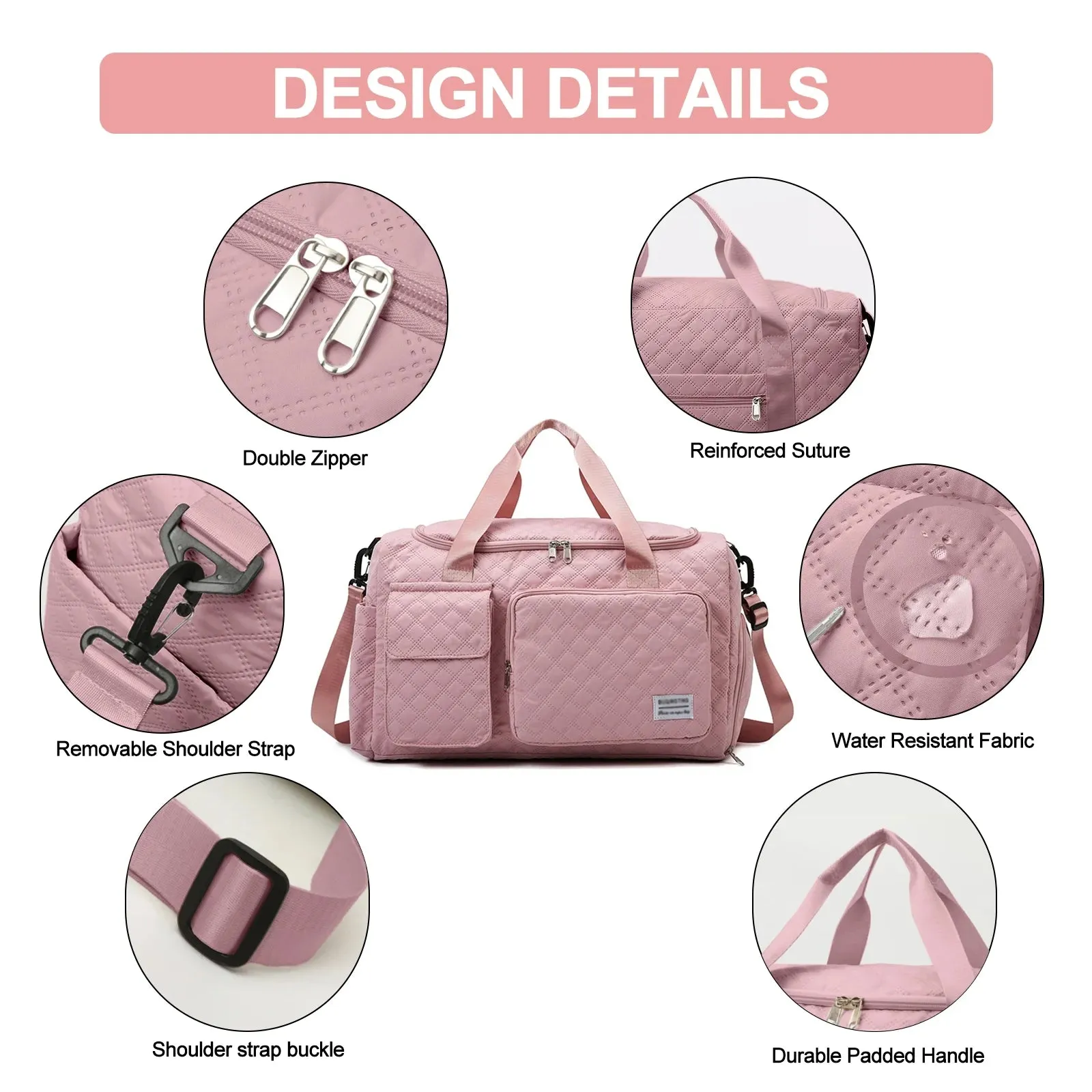 Pocket/Adjustable Plane Wet Tote Weekender on Compartment, for Waterproof Carry Huge selection with Strap/Shoe Foldable Gym Bag Bags Women Overnight Machine-learning Sports for Travel Men, Pink Dance, Duffle Bag Bag