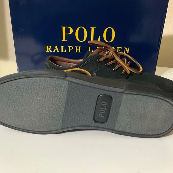 Polo Ralph Lauren Faxon Canvas Lace-Up Sneakers BLK 10