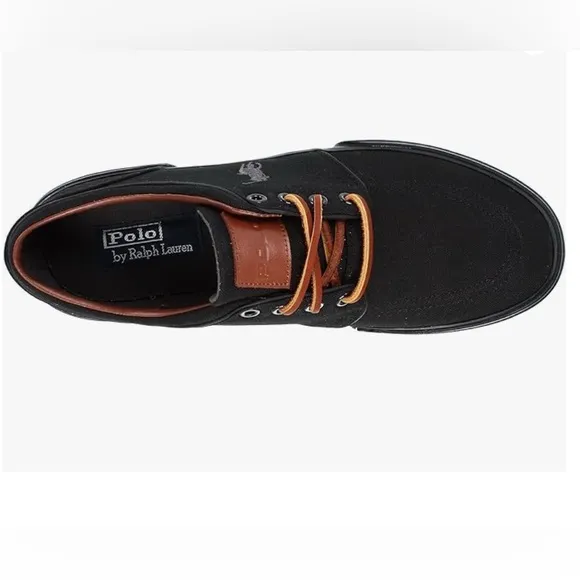 Polo Ralph Lauren Faxon Canvas Lace-Up Sneakers BLK 10