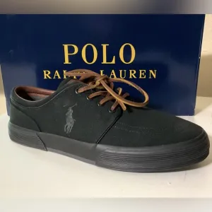 Polo Ralph Lauren Faxon Canvas Lace-Up Sneakers BLK 10