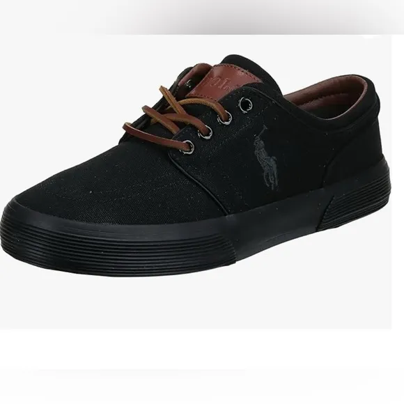 Polo Ralph Lauren Faxon Canvas Lace-Up Sneakers BLK 10