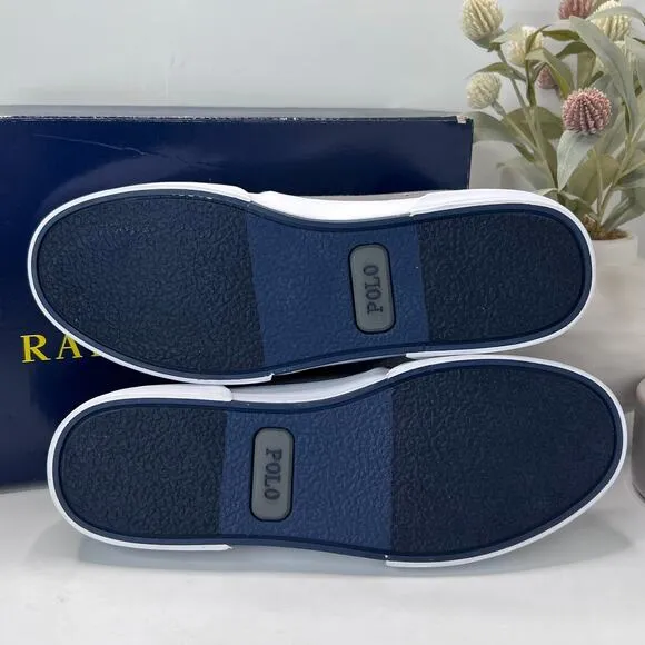 Polo Ralph Lauren Faxon Low Grey Canvas Lace Up Sneakers Men's US 7.5 D NWB
