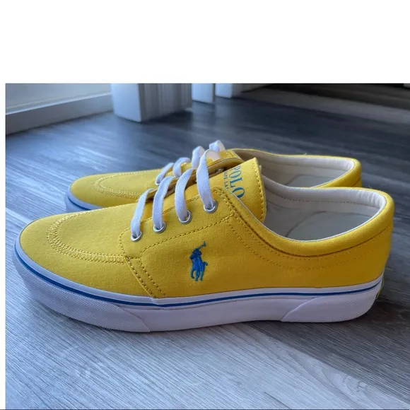 Polo Ralph Lauren Faxon X Men’s Size 8 Yellow Canvas Low Top Lace-Up Sneakers