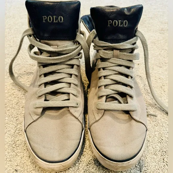 Polo Ralph Lauren “Harvey” Canvas High Top Grey Sneaker, size 10.5