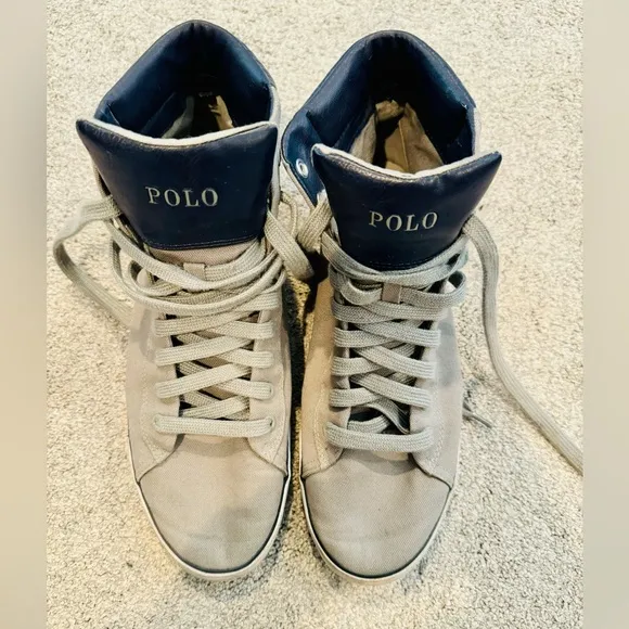 Polo Ralph Lauren “Harvey” Canvas High Top Grey Sneaker, size 10.5