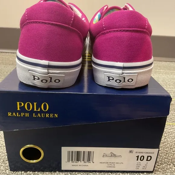 Polo Ralph Lauren Men’s Keaton Canvas Preppy Pink Casual Pony Sneaker