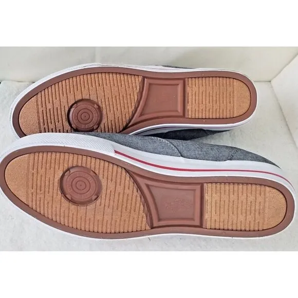 Polo Ralph Lauren men's size 14 D gray sneaker canvas NWOT red logo leather trim