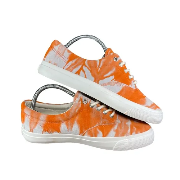 Polo Ralph Lauren Orange Tie Dye Sneakers Harpoon Casual Shoes Men's Size 8.5