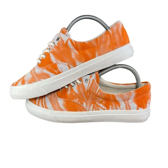 Polo Ralph Lauren Orange Tie Dye Sneakers Harpoon Casual Shoes Men's Size 8.5