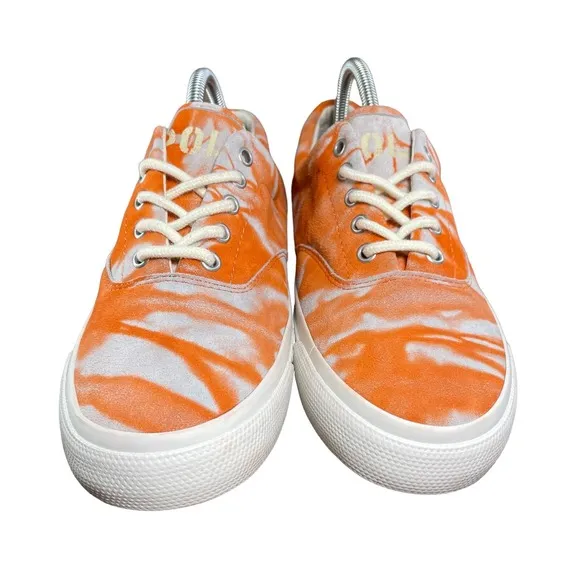 Polo Ralph Lauren Orange Tie Dye Sneakers Harpoon Casual Shoes Men's Size 8.5