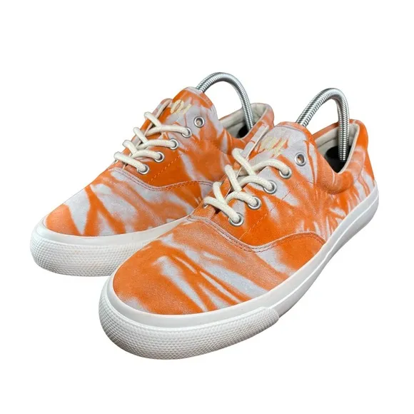 Polo Ralph Lauren Orange Tie Dye Sneakers Harpoon Casual Shoes Men's Size 8.5