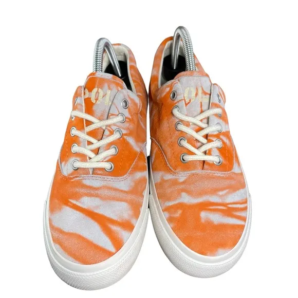Polo Ralph Lauren Orange Tie Dye Sneakers Harpoon Casual Shoes Men's Size 8.5