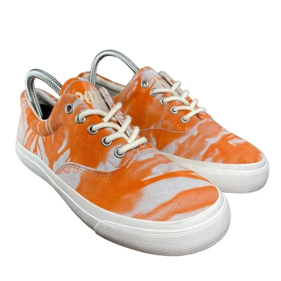 Polo Ralph Lauren Orange Tie Dye Sneakers Harpoon Casual Shoes Men's Size 8.5