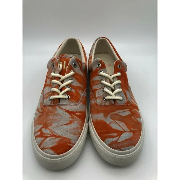 Polo Ralph Lauren Orange Tie Dye Sneakers Harpoon Casual Shoes Men’s Size 9.5D