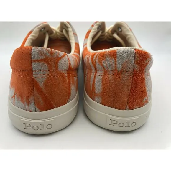 Polo Ralph Lauren Orange Tie Dye Sneakers Harpoon Casual Shoes Men’s Size 9.5D