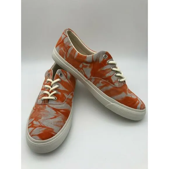 Polo Ralph Lauren Orange Tie Dye Sneakers Harpoon Casual Shoes Men’s Size 9.5D