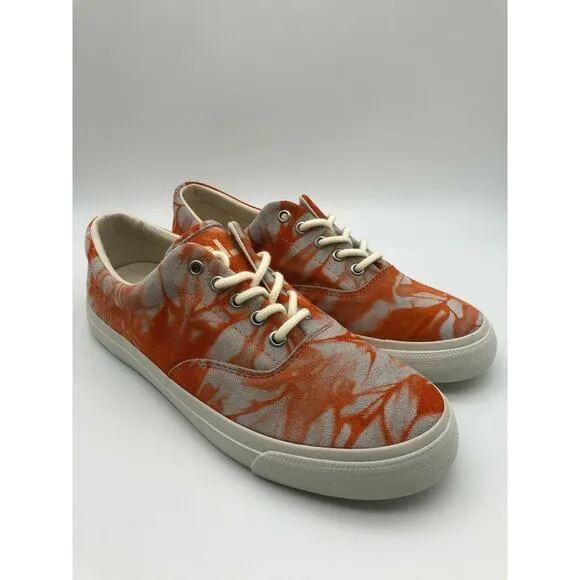 Polo Ralph Lauren Orange Tie Dye Sneakers Harpoon Casual Shoes Men’s Size 9.5D
