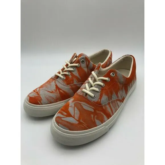 Polo Ralph Lauren Orange Tie Dye Sneakers Harpoon Casual Shoes Men’s Size 9.5D