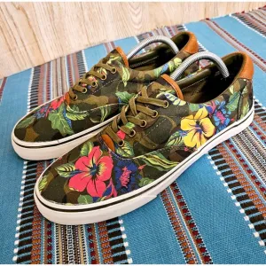 Polo Ralph Lauren Thorton III Floral Canvas Lace up Sneakers Men Size 10 D