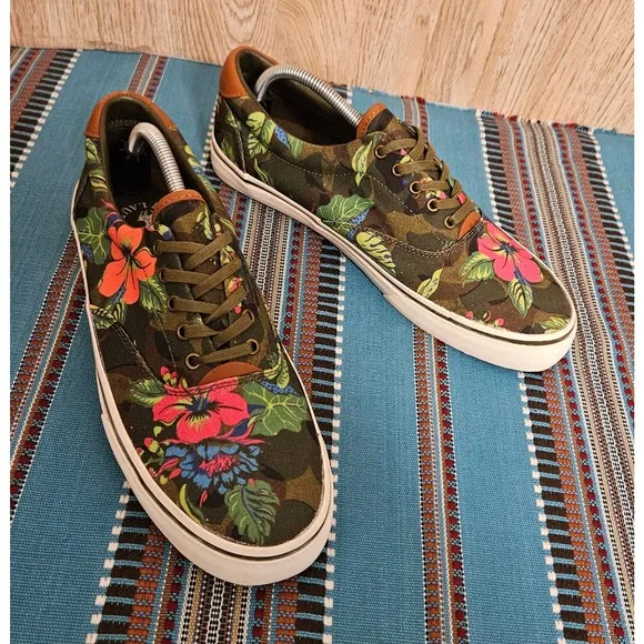 Polo Ralph Lauren Thorton III Floral Canvas Lace up Sneakers Men Size 10 D