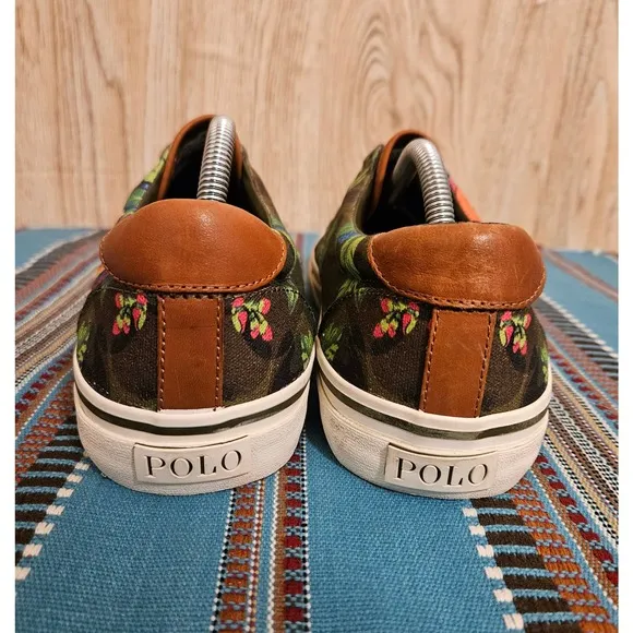 Polo Ralph Lauren Thorton III Floral Canvas Lace up Sneakers Men Size 10 D
