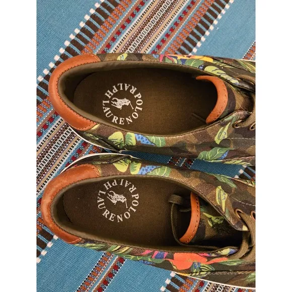 Polo Ralph Lauren Thorton III Floral Canvas Lace up Sneakers Men Size 10 D