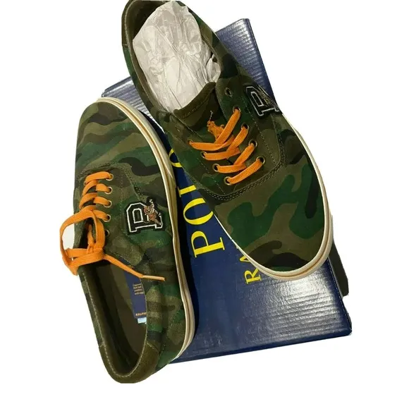 Polo Ralph Lauren Thorton III Men's Shoes Olive Camo Size 9 1/2 D new in box