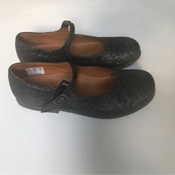 Pépé Girls Glitter Suede Mary Jane Flats, Designer Size EU 33 or 1.5- 2 US.