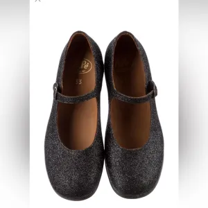 Pépé Girls Glitter Suede Mary Jane Flats, Designer Size EU 33 or 1.5- 2 US.