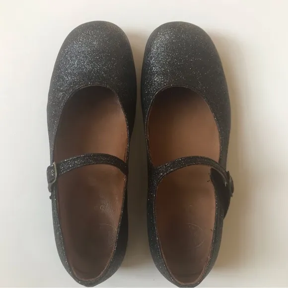 Pépé Girls Glitter Suede Mary Jane Flats, Designer Size EU 33 or 1.5- 2 US.