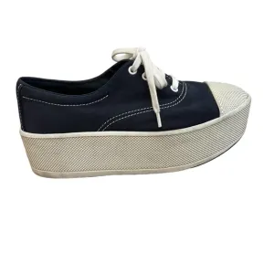 Prada Ultra Platform Canvas Pointed Toe Lace Up Sneakers