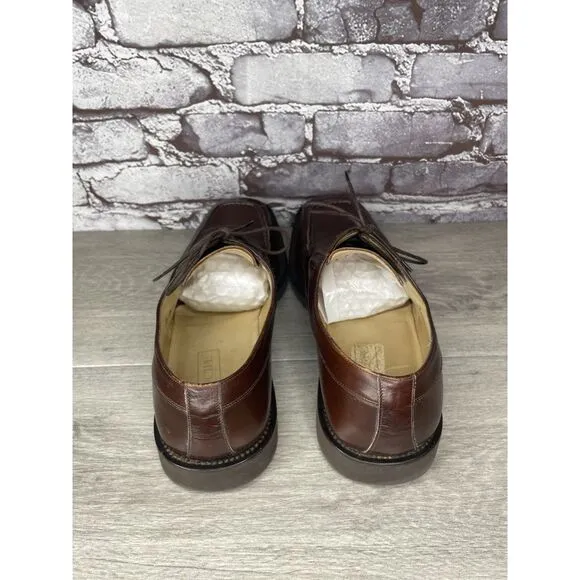 PRINCIPE Brown Leather Square Toe XL Light Oxfords Lace Shoes Men Sz 10D US/43EU