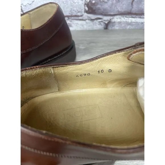 PRINCIPE Brown Leather Square Toe XL Light Oxfords Lace Shoes Men Sz 10D US/43EU