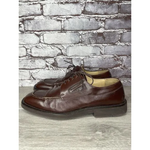 PRINCIPE Brown Leather Square Toe XL Light Oxfords Lace Shoes Men Sz 10D US/43EU