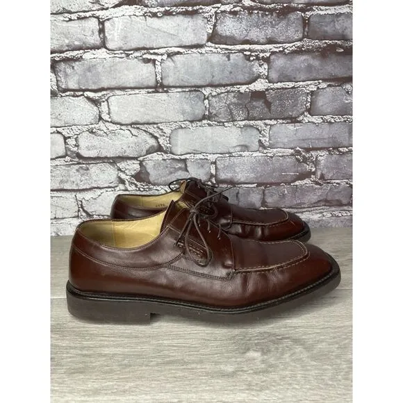 PRINCIPE Brown Leather Square Toe XL Light Oxfords Lace Shoes Men Sz 10D US/43EU