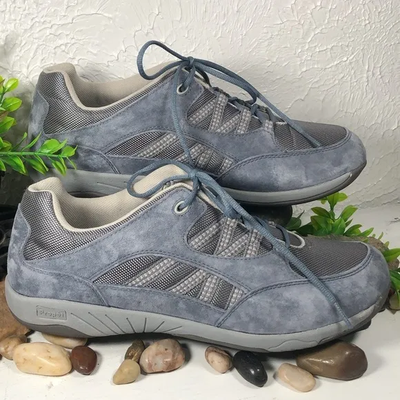 Propet Leila Rejuve Athletic Denim Suede Laced Workout Walking Shoe Size 11