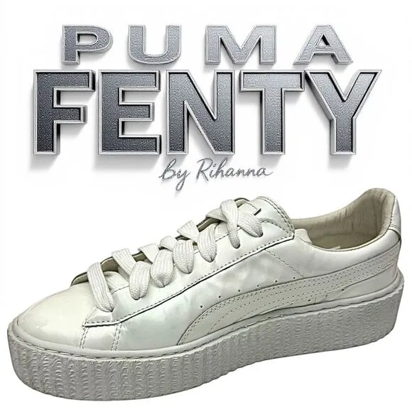 PUMA Fenty x Patent Leather Creepers Glossy White White Size 9.5 M Pre-Owned