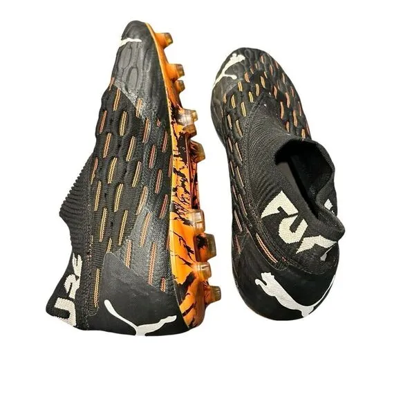 PUMA FUTURE 6.1 NETFIT FG/AG BLACK/ORANGE SOCCER SHOES/CLEATS SIZE 12 106179-01