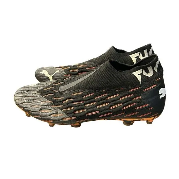 PUMA FUTURE 6.1 NETFIT FG/AG BLACK/ORANGE SOCCER SHOES/CLEATS SIZE 12 106179-01