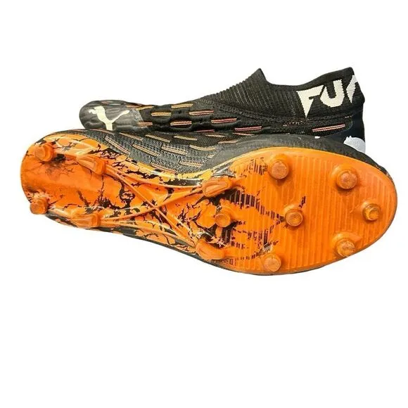 PUMA FUTURE 6.1 NETFIT FG/AG BLACK/ORANGE SOCCER SHOES/CLEATS SIZE 12 106179-01