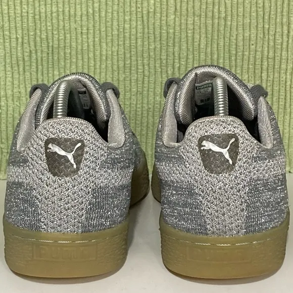 Puma Mens Metallic Silver Basket Knit Gum Sole Athletic Sneaker Shoes SZ US 10.5
