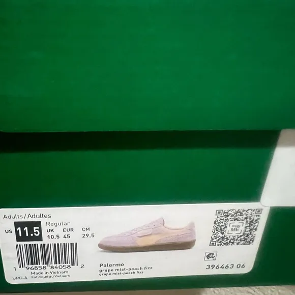 Puma Palermo Grape Mist Peach Fizz Unisex Casual Shoes Men 11.5 Women 13‎