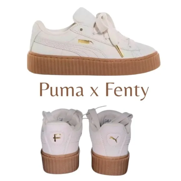 PUMA X FENTY CREEPER PHATTY SNEAKERS Warm White Puma Gold Gum Sole Earth tone 8