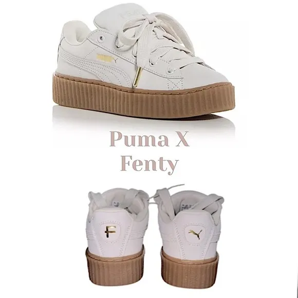 PUMA X FENTY CREEPER PHATTY SNEAKERS Warm White Puma Gold Gum Sole Earth tone 8