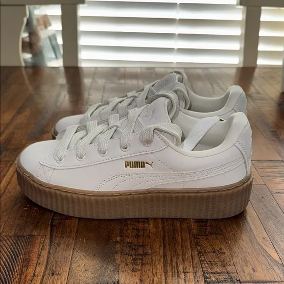 PUMA X FENTY CREEPER PHATTY SNEAKERS Warm White Puma Gold Gum Sole Earth tone 8