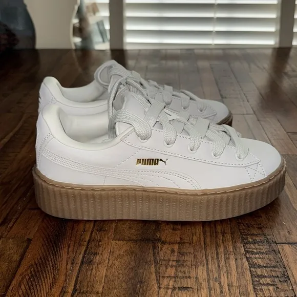 PUMA X FENTY CREEPER PHATTY SNEAKERS Warm White Puma Gold Gum Sole Earth tone 8
