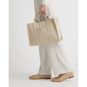 Quince Shoes Womens 8 Tan Beige Italian Leather Bow Ballet Flats Italian 1061-4