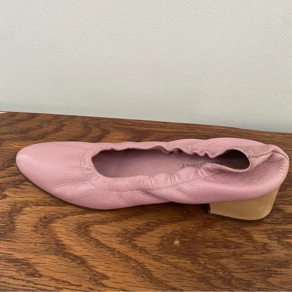 Rachel Comey Leather Almond Toe Wooden Heels Calder Pumps Shoes 6.5 Mauve