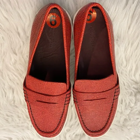 Rag &amp; Bone Colby Embossed Leather Loafer Flats 36